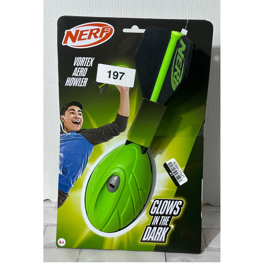 Nerf Vortex Aero Howler Glow in the Dark Foam Football Whistling Green Black‎
